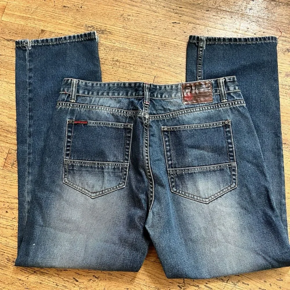 Vintage FUBU Jeans Mens 36x32 Black Baggy Carpenter Fat Albert Platinum 36 Y2K